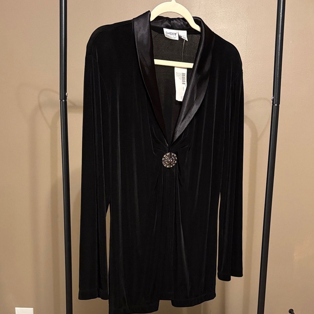 Chico's Traveler’s Elegant Black Rhinestone Embellished size 2 NWT